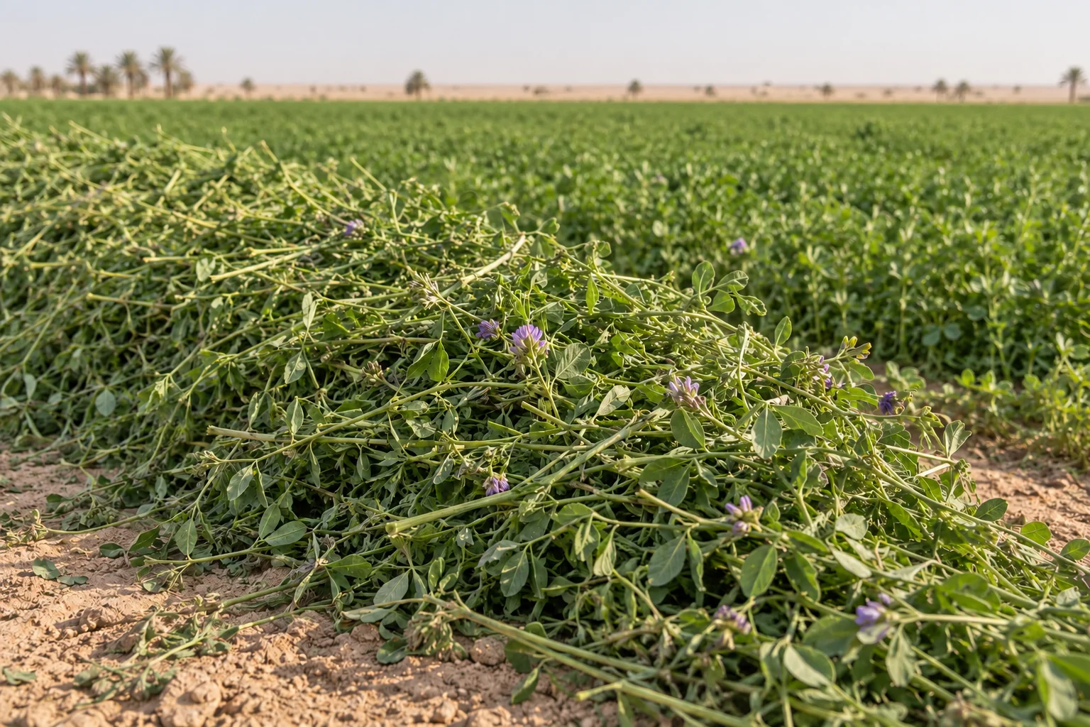 برسيم أخضر مقطوع بعد الحصاد